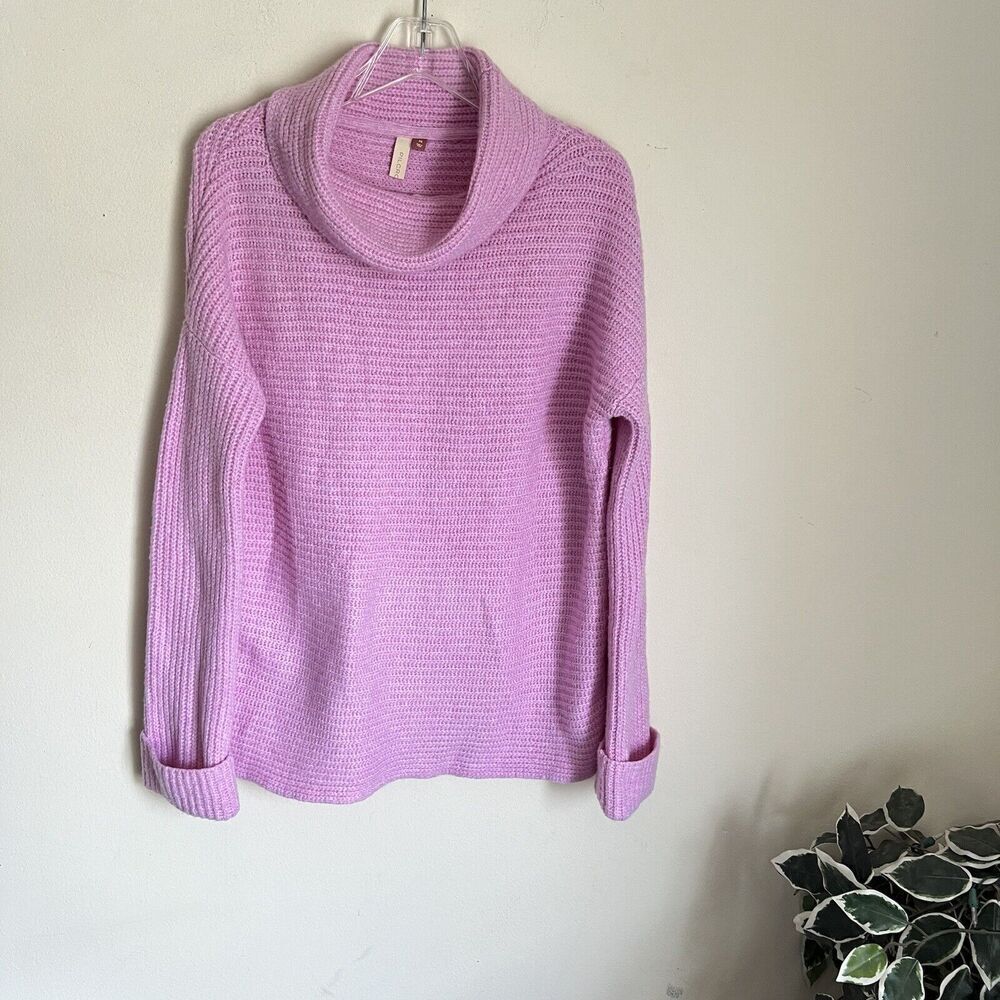Pilcro Sweater Womens Oversized Cowl Neck Chunky Knit Anthropologie Pink XS